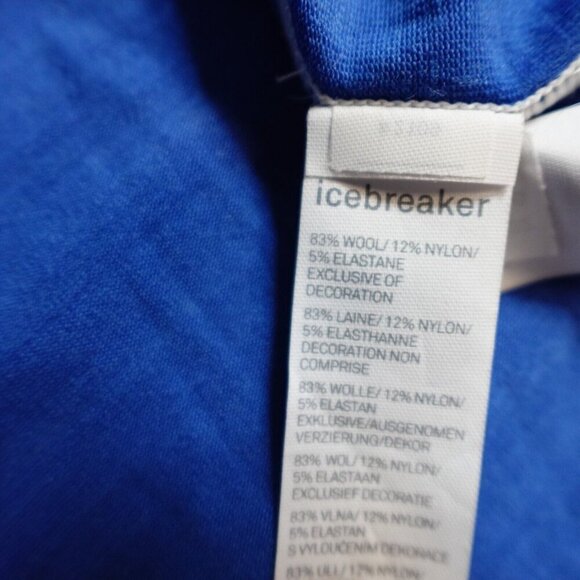 Icebreaker Shirt Medium Blue Solid Wool Blend - Picture 5 of 8